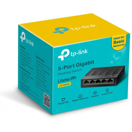 TP-Link LiteWave LS1005G - Switch - unmanaged - 5 x 10 / 100 / 1000 - desktop, wall-mountable - 2