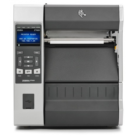 Zebra ZT620 - Label printer - direct thermal  /  thermal transfer - Roll (17.1 cm) - 203 dpi - up to 305 mm / sec - USB, serial, Gigabit LAN, USB host, NFC, Bluetooth 4.0 - cutter - tear bar - 1