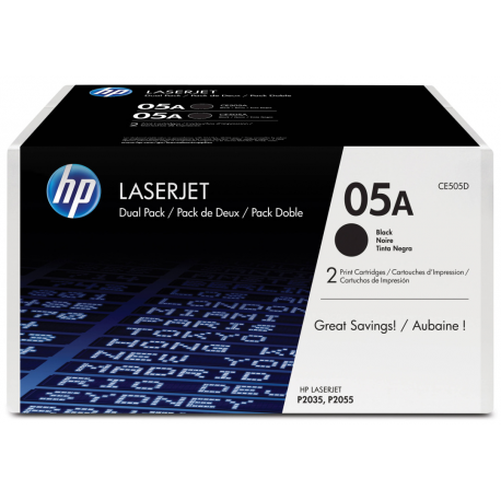 HP 05A - 2-pack - black - original - LaserJet - toner cartridge (CE505D) - for LaserJet P2033, P2035, P2036, P2037, P2054, P2055, P2056, P2057 - 5