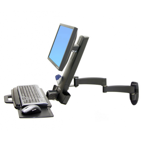 Ergotron 200 Series - Mounting kit (articulating arm, barcode scanner holder, keyboard tray with left / right mouse tray) - for LCD display  /  PC equipment - steel - black - screen size: up to 24" - wall-mountable - 6
