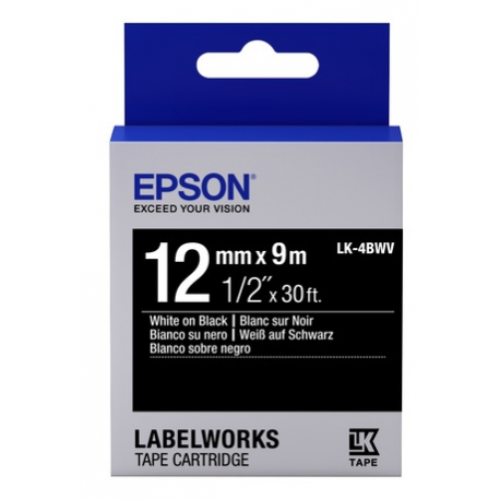Epson LK-4YBP - Black on yellow - Roll (1.2 cm x 9 m) 1 cassette(s) label tape - for LabelWorks LW-1000, 300, 400, 600, 700, 900, K400, Z5000, Z5010, Z700, Z710, Z900 - 0