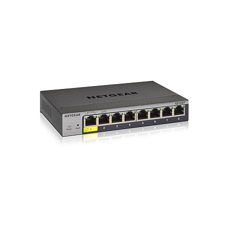 NETGEAR Smart GS108Tv3 - Switch - smart - 8 x 10 / 100 / 1000 - desktop, wall-mountable - DC power - 1