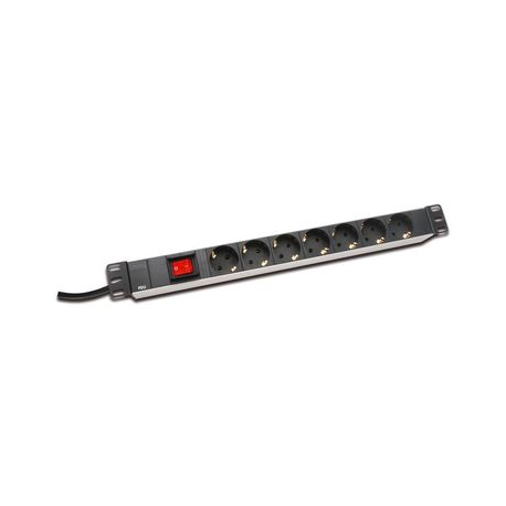 DIGITUS DN-95402 - Power strip (rack-mountable) - AC 250 V - input: power - output connectors: 7 (power) - 19" - 2 m cord - 2