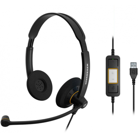 EPOS I SENNHEISER IMPACT SC 60 USB ML - Headset - on-ear - wired - USB - black with orange colour highlights - 3