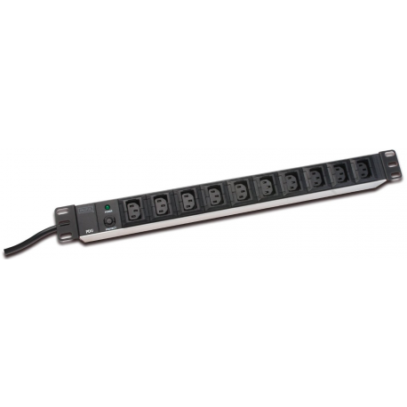 DIGITUS DN-95404 - Power strip - AC 250 V - input: IEC 60320 C14 - output connectors: 10 (IEC 60320 C13) - 19" - 2 m cord - 1