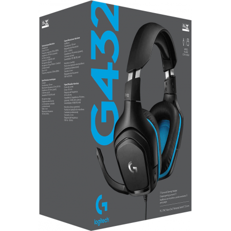 Logitech Gaming Headset G432 - Headset - 7.1 channel - full size - wired - USB, 3.5 mm jack - black - 6