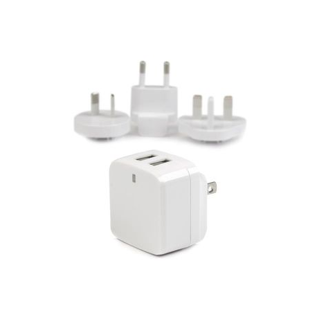 StarTech.com Dual Port USB Wall Charger 17W / 3.4A - Travel Charger 110V / 220V - Power adapter - 17 Watt - 3.4 A - 2 output connectors (USB) - white - for P / N: USBLT1MWS, USBLT2MBR, USBLT2MW, USBLT30CMW, USBLTM1MBK, USBLTM1MWH, VID2VGATV3 - 2