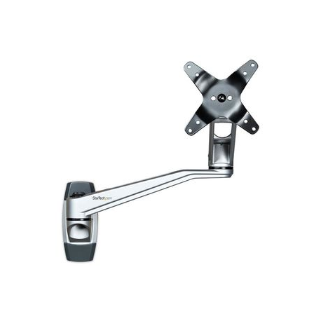 StarTech.com Wall Mount Monitor Arm, Articulating Ergonomic VESA Wall Mount Monitor Arm, 20" (52cm) Long , Single 34" Display up to 30.9lb / 14kg, Swivel / Tilt / Rotate, Adjustable Screen Mount - Cable Management clips (ARMWALLDSLP) - Bracket - for LCD display (adjustable arm) - aluminium - silver - screen size: 13"-30" - wall-mountable - 2