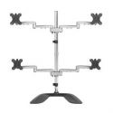 StarTech.com Desktop Quad Monitor Stand, Ergonomic VESA 4 Monitor Arm (2x2) up to 32", Free Standing Articulating Universal Pole Mount, Height Adjustable / Tilt / Swivel / Rotate, Silver - Heavy-duty VESA Mount (ARMQUADSS) - Stand - for 4 monitors (adjustable arm) - aluminium, steel - screen size: 32" - desktop stand