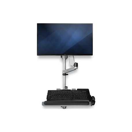 StarTech.com Wall Mount Workstation, Articulating Standing Desk w /  Ergonomic Height Adjustable Monitor Arm & Padded Keyboard Tray, 34" VESA Display, Foldable Wall Mounted Sit Stand Desk - Foldable Standing Desk (WALLSTSI1) - Mounting kit (pole, mouse holder, wrist rest, spring arm, wall mount bracket, keyboard tray, monitor mount, wall mount bracket with lock plate, swivel arm with logo, 2 x swivel arms, mouse tray, mouse tray fixed plate, EVA mouse pad) - for LCD display  /  PC equipment - plastic, aluminium, steel - silver - screen size: 13"-30" - wall-mountable - TAA Compliant - 4