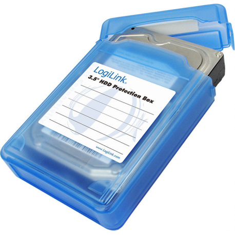 LogiLink 3.5" HDD Protection Box for 1 HDD - Hard drive protective case - blue - 1