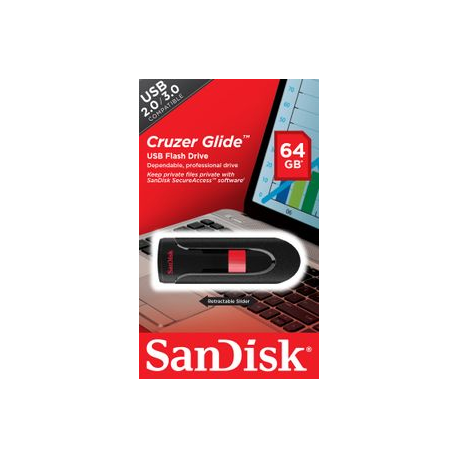 SanDisk Cruzer Glide - USB flash drive - 64 GB - USB 2.0 - 5