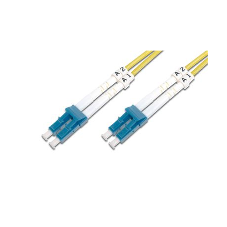 DIGITUS - Patch cable - LC single-mode (M) to LC single-mode (M) - 1 m - fibre optic - 9  /  125 micron - OS2 - booted, halogen-free - yellow - 2