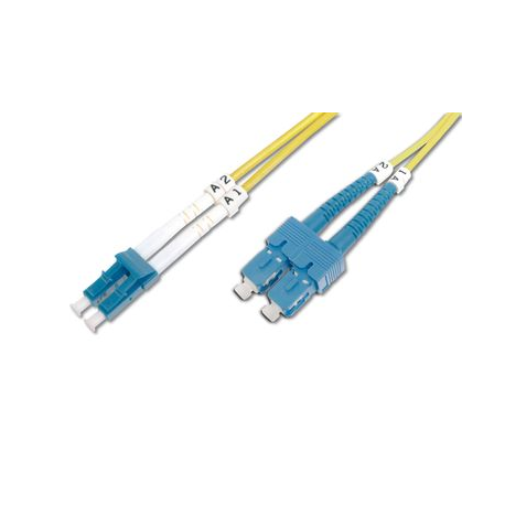 DIGITUS - Patch cable - LC single-mode (M) to SC single-mode (M) - 3 m - fibre optic - 9 / 125 micron - OS2 - booted, halogen-free - yellow - 2