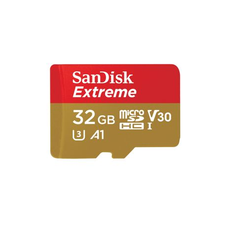 SanDisk Extreme - Flash memory card (microSDHC to SD adapter included) - 32 GB - A1 / Video Class V30 / UHS-I U3 / Class10 - microSDHC UHS-I - 5