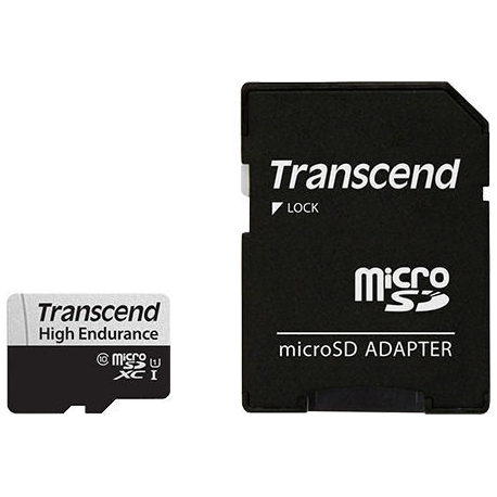 Transcend 350V - Flash memory card (SD adapter included) - 64 GB - UHS-I U1  /  Class10 - microSDXC UHS-I - 2