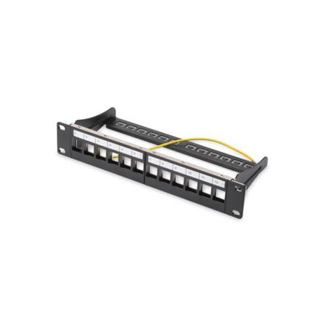 DIGITUS Professional DN-91420 - Patch panel (blank) - STP - black, RAL 9005 - 1U - 10" - 12 ports - 2