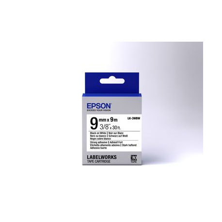 Epson LabelWorks LK-3WBW - Black on white - Roll (0.9 cm x 9 m) 1 cassette(s) label tape - for LabelWorks LW-1000, 300, 400, 600, 700, 900, K400, Z5000, Z5010, Z700, Z710, Z900 - 1