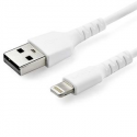StarTech.com 1m(3 ft) Durable White USB-A to Lightning Cable, Heavy Duty Rugged Aramid Fiber USB Type A to Lightning Charger / Sync Power Cord, Apple MFi Certified iPad / iPhone 12 Pro Max - iPhone 7 / 8 / 11 / 11 Pro (RUSBLTMM1M) - Lightning cable - USB male straight to Lightning male straight - 1 m - double shielded - white - for Apple iPad / iPhone / iPod (Lightning)
