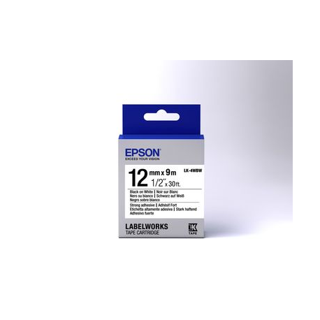 Epson LabelWorks LK-4WBW - Strong adhesive - black on white - Roll (1.2 cm x 9 m) 1 cassette(s) label tape - for LabelWorks LW-1000, 300, 400, 600, 700, 900, K400, Z5000, Z5010, Z700, Z710, Z900 - 1