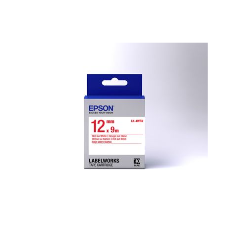 Epson LabelWorks LK-4WRN - Red on white - Roll (1.2 cm x 2.9 m) 1 cassette(s) label tape - for LabelWorks LW-1000, 300, 400, 600, 700, 900, K400, Z5000, Z5010, Z700, Z710, Z900 - 1
