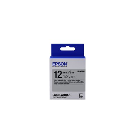 Epson LabelWorks LK-4SBM - Black on metallic silver - Roll (1.2 cm x 9 m) 1 cassette(s) label tape - for LabelWorks LW-1000, 300, 400, 600, 700, 900, K400, Z5000, Z5010, Z700, Z710, Z900 - 2