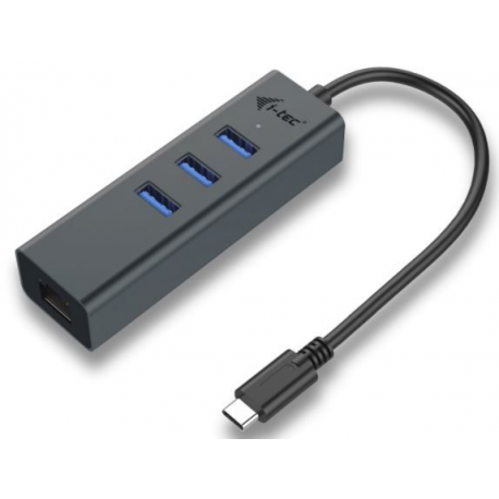 i-Tec USB-C Metal 3-Port - Hub - 3 x SuperSpeed USB 3.0 + 1 x 10 / 100 / 1000 - desktop - 1