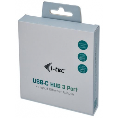 i-Tec USB-C Metal 3-Port - Hub - 3 x SuperSpeed USB 3.0 + 1 x 10 / 100 / 1000 - desktop - 4