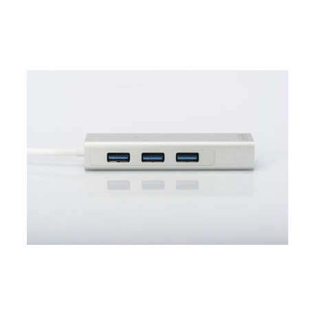 DIGITUS DA-70250-1 - Hub - 3 x SuperSpeed USB 3.0 + 1 x 10/100/1000 - desktop - 4