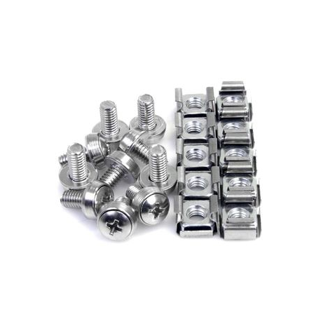 StarTech.com M6 Screws and Cage Nuts - 50 Pack - M6 Mounting Screws and Cage Nuts for Server Rack and Cabinet - Silver (CABSCREWM62B) - Rack screws and nuts - for P / N: RACK-18U-20-WALL-OA, RACK-21U-20-WALL-OA, RACK-24U-20-WALL-OA, SHELF-2U-20-CENTER-V - 1