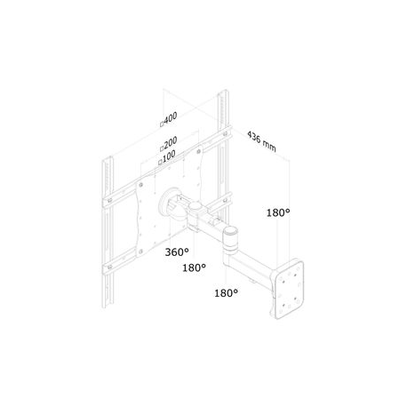 Neomounts by Newstar FPMA-W960 - Bracket - for LCD display (full-motion) - black - screen size: 23"-52" - wall-mountable - 2