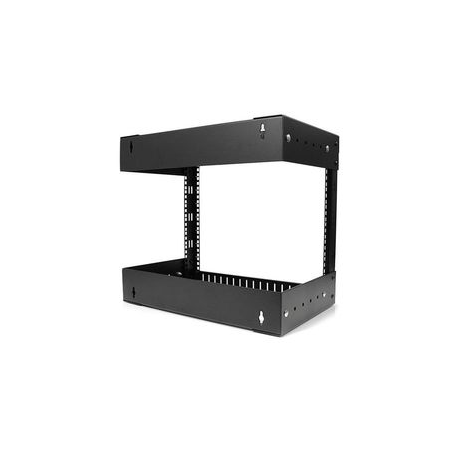 StarTech.com 8U 19" Wall Mount Network Rack, Adjustable Depth 12-20" 2 Post Open Frame Server Room Rack for AV / Data / IT Communication / Computer Equipment / Switch with Cage Nuts & Screws - 8U Adjustable Rack (RK812WALLOA) - Rack - wall mountable - black - 8U - 20" - 1