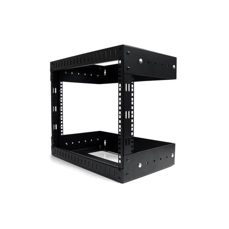 StarTech.com 8U 19" Wall Mount Network Rack, Adjustable Depth 12-20" 2 Post Open Frame Server Room Rack for AV / Data / IT Communication / Computer Equipment / Switch with Cage Nuts & Screws - 8U Adjustable Rack (RK812WALLOA) - Rack - wall mountable - black - 8U - 20" - 4