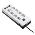 Eaton Protection Box 8 USB Tel@ Din - Surge protector - AC 220-250 V - 2500 Watt - output connectors: 8 - white