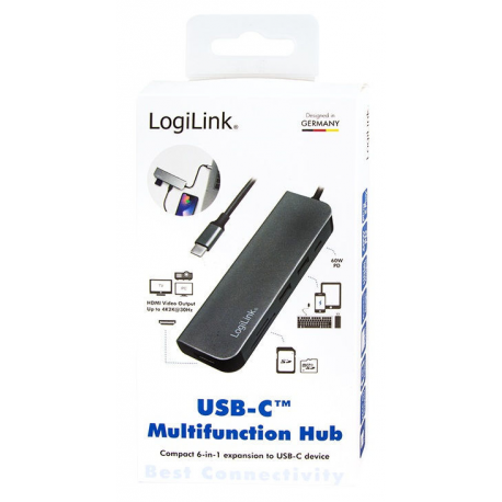 LogiLink USB-C Multifunction Hub - Docking station - USB-C 3.2 - HDMI - 6