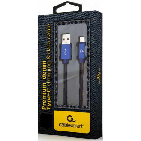Cablexpert Premium jeans (denim) - USB cable - USB-C (M) to USB (M) - USB 2.0 - 2.1 A - 1 m - blue - 1
