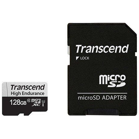 Transcend 350V - Flash memory card (SD adapter included) - 128 GB - UHS-I U1 / Class10 - microSDXC UHS-I - 1