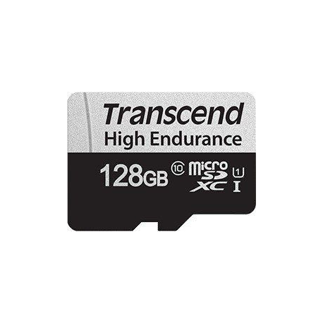 Transcend 350V - Flash memory card (SD adapter included) - 128 GB - UHS-I U1 / Class10 - microSDXC UHS-I - 2