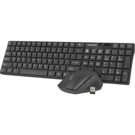 Natec Stingray - Keyboard and mouse set - wireless - 2.4 GHz - black - 0