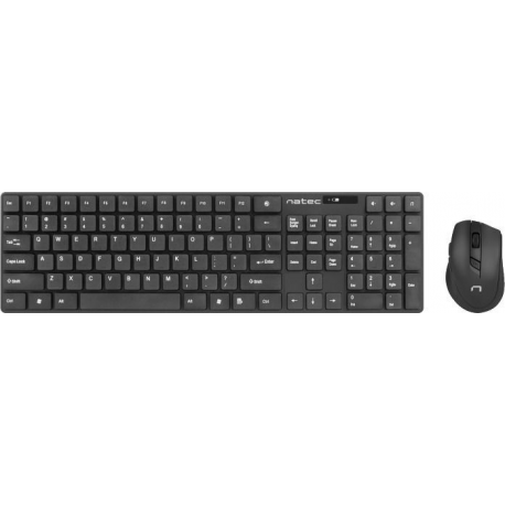 Natec Stingray - Keyboard and mouse set - wireless - 2.4 GHz - black - 1