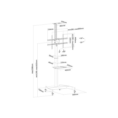 Neomounts by Newstar PLASMA-M1900E - Cart - for flat panel / AV equipment - black - screen size: 37"-70" - 7