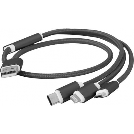Cablexpert - Lightning cable - USB male to Micro-USB Type B, Lightning, USB-C male - 1 m - black - 2