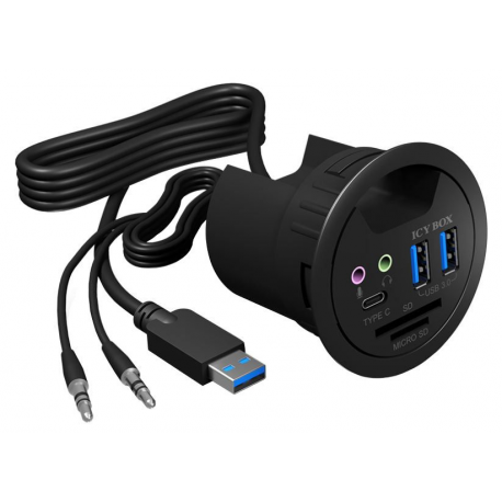 ICY BOX IB-HUB1404A - Hub - 2 x SuperSpeed USB 3.0 + 1 x USB-C - flush-mountable - 4