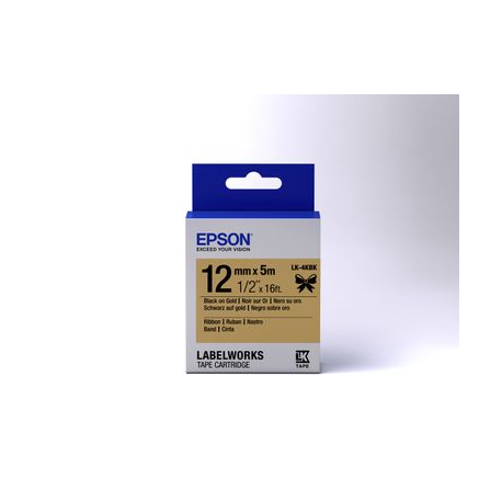 Epson LabelWorks LK-4KBK - Black on gold - Roll (1.2 cm x 5 m) 1 cassette(s) label tape - for LabelWorks LW-1000, 300, 400, 600, 700, 900, K400, Z5000, Z5010, Z700, Z710, Z900 - 1