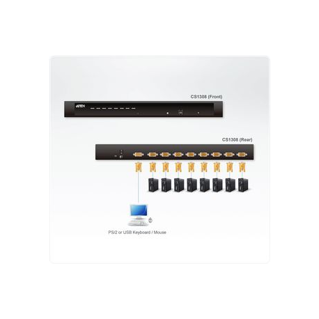 ATEN CS1308 - KVM  /  USB switch - 8 x KVM  /  USB - 1 local user - desktop - 3