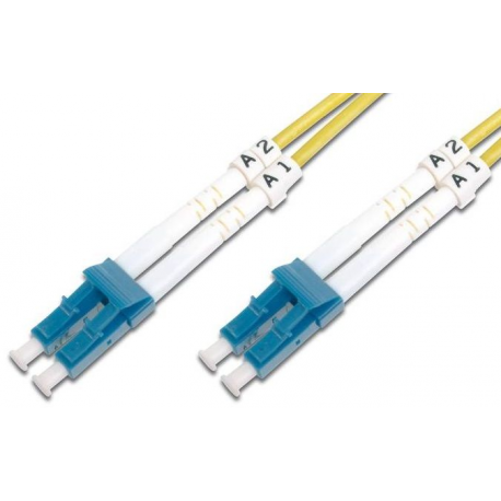 DIGITUS - Patch cable - LC single-mode (M) to LC single-mode (M) - 2 m - fibre optic - 9 / 125 micron - OS2 - booted, halogen-free - yellow - 2