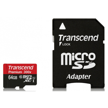 Transcend TS64GUSDU1 - Flash memory card - 64 GB - UHS Class 1  /  Class10 - SDXC UHS-I - 1