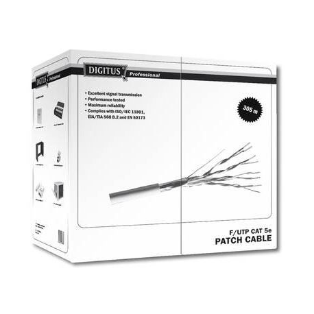 DIGITUS - Bulk cable - 305 m - foiled unshielded twisted pair (F / UTP) - CAT 5e - solid - grey - 1