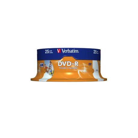 Verbatim - 25 x DVD-R - 4.7 GB 16x - wide photo printable surface - spindle - 1