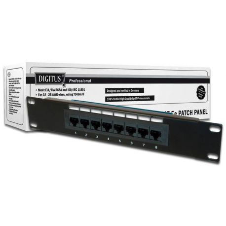 DIGITUS Professional DN-91508U - Patch panel - CAT 5e - UTP - RJ-45 X 8 - 1U - 10" - 1
